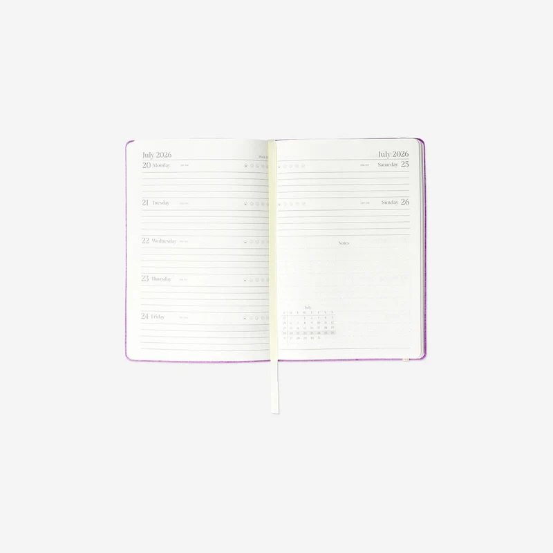 A5 Purple weekly diary 2026 - English