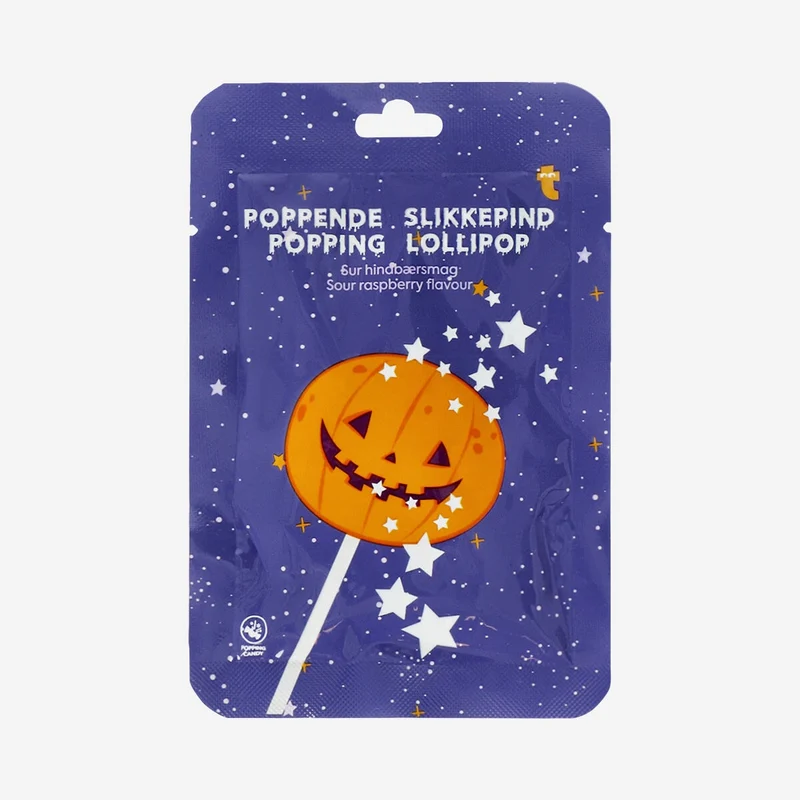 Popping pumpkin lollipop - Sour raspberry flavour