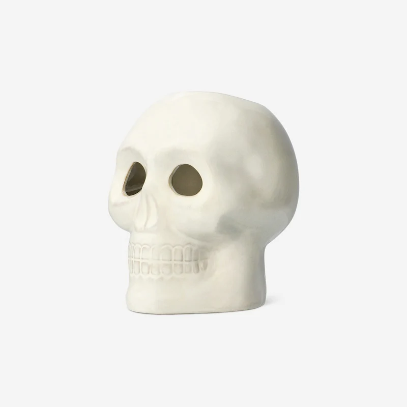Ceramic skull LED candle holder - 17 cm