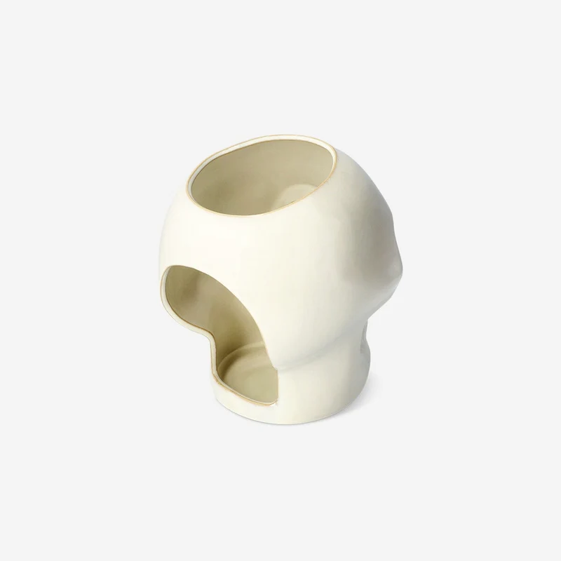 Ceramic skull LED candle holder - 17 cm