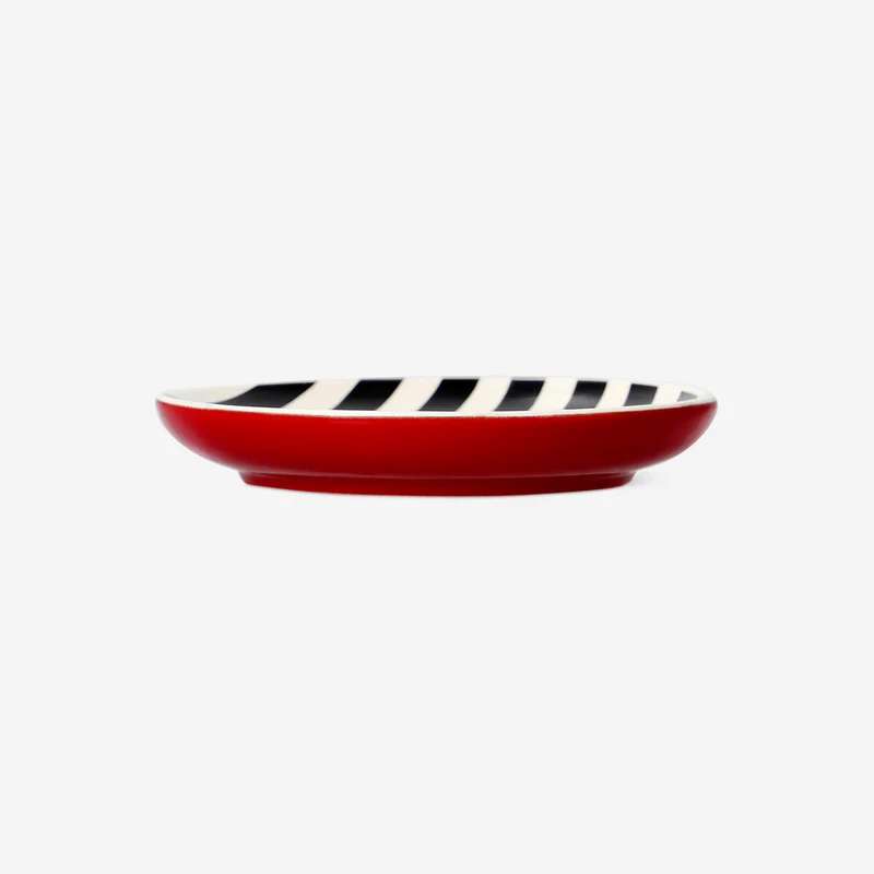 Trinket tray with black and white stripes