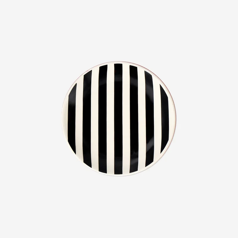 Trinket tray with black and white stripes