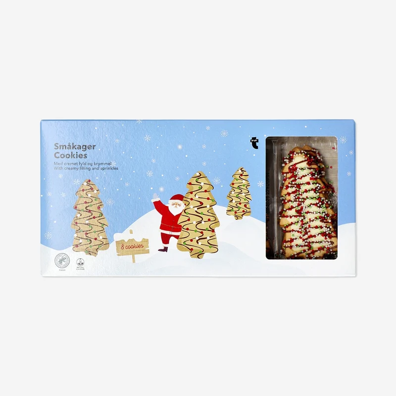 Christmas tree cookies with white chocolate and sprinkles