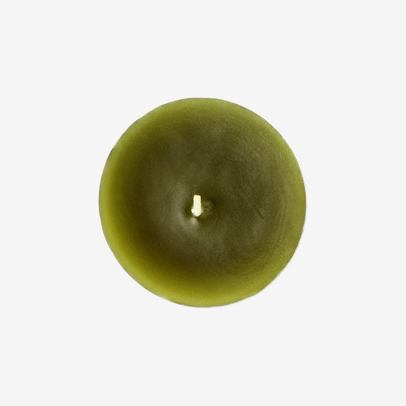 Olive green pillar candle - 8 cm