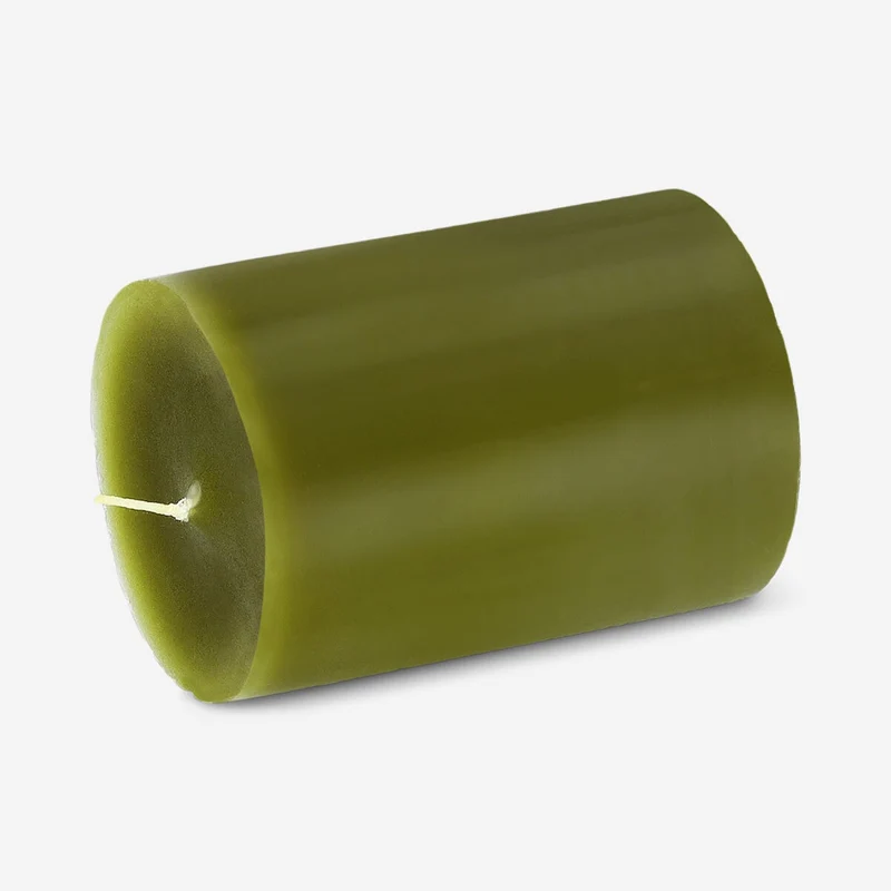 Olive green pillar candle - 8 cm