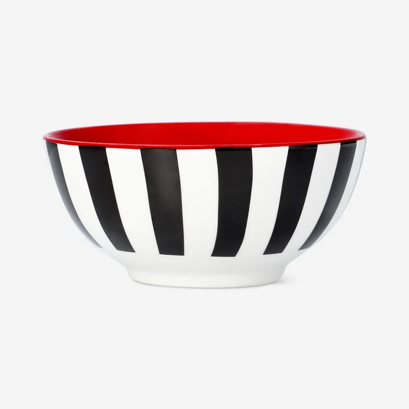 Stripy bowl with red colour inside - 14 cm