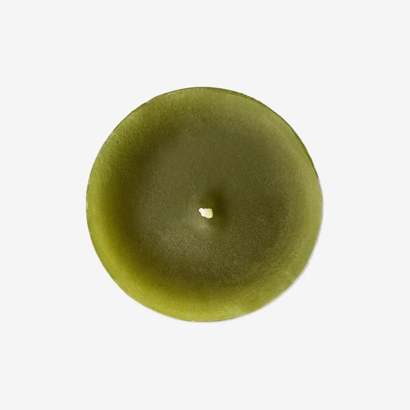 Olive green pillar candle - 12 cm