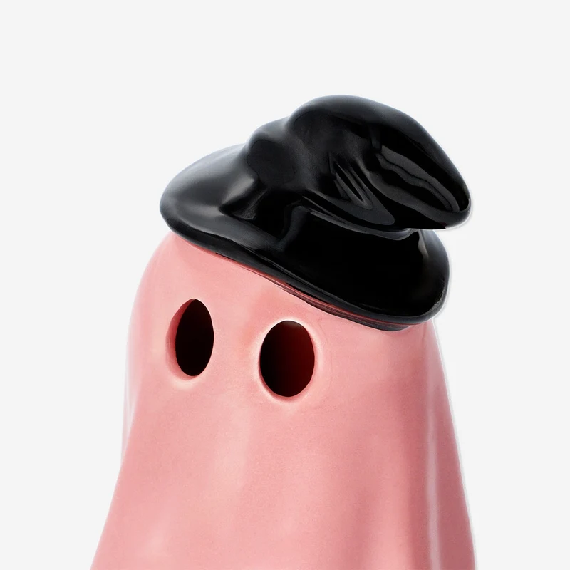Pink luminious ghost with hat - 13 cm