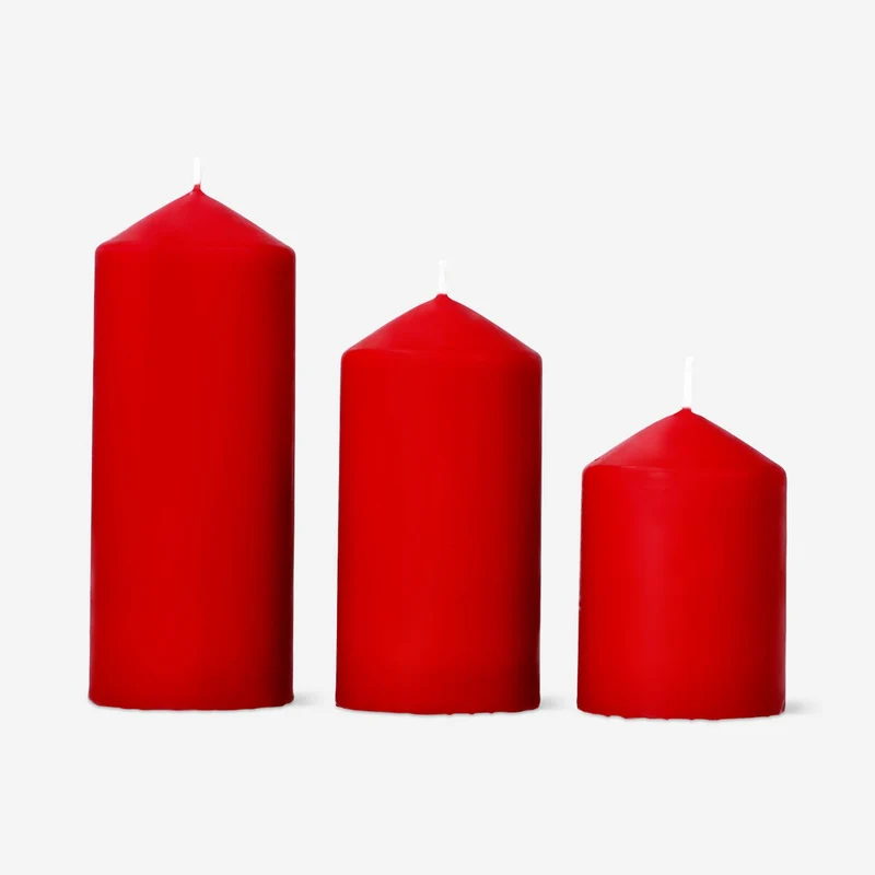 Red pillar candles - 3 pcs