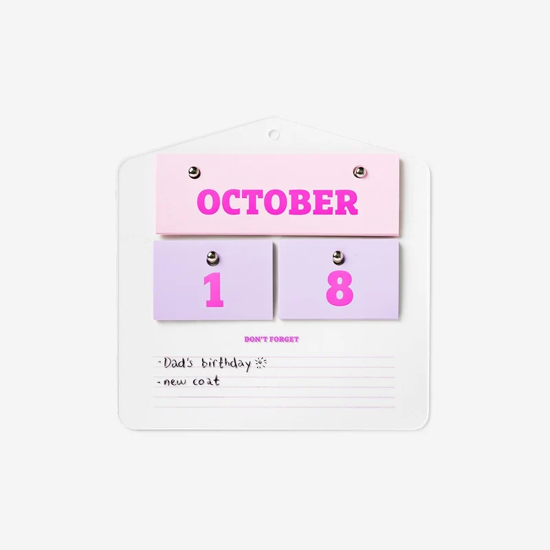 Perpetual acrylic wall calendar