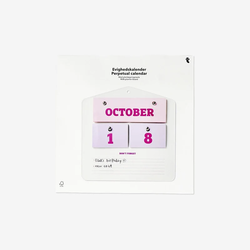 Perpetual acrylic wall calendar