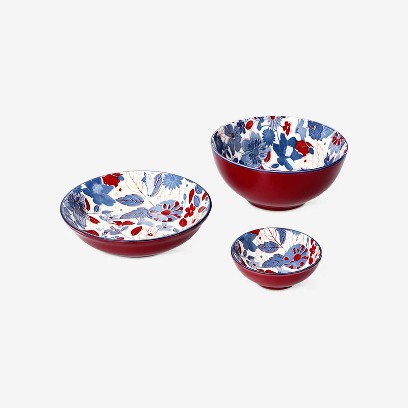 Floral ceramic low bowl - 14 cm