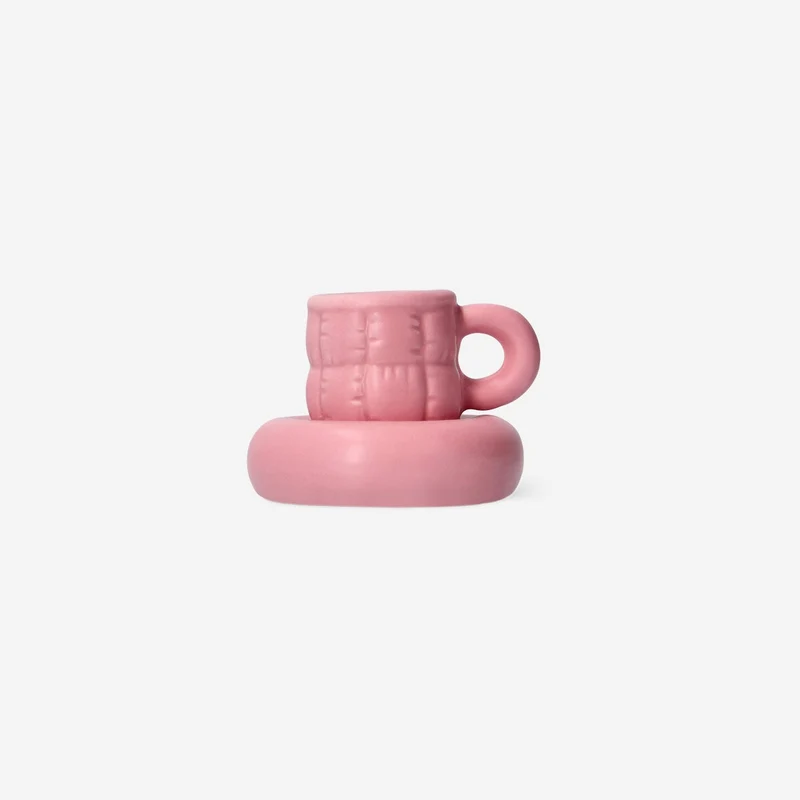 Pink mug shaped candle holder