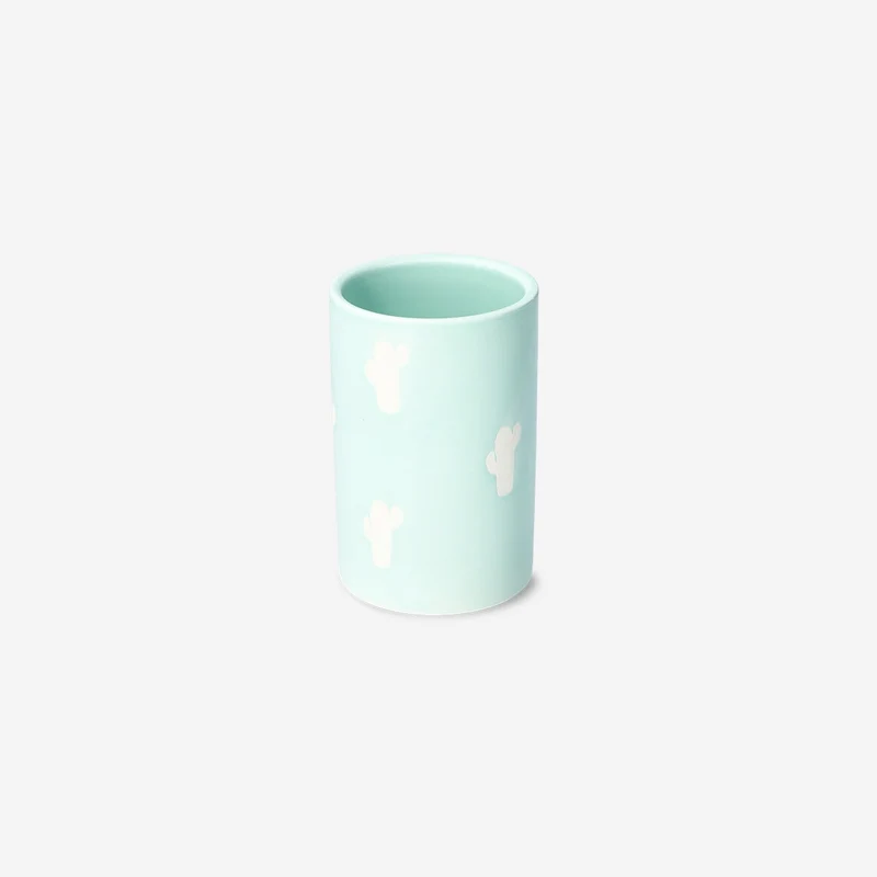 Ceramic toothbrush holder with cactus print