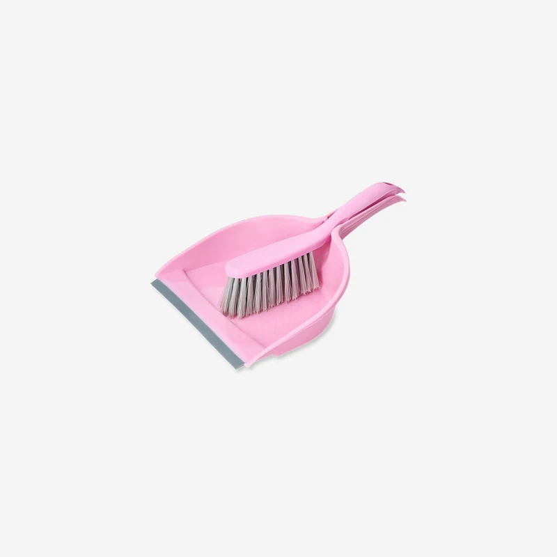 Pink dust brush with dustpan