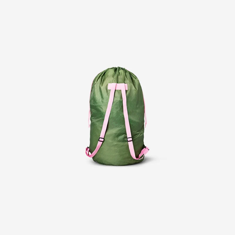 Green cotton laundry bag