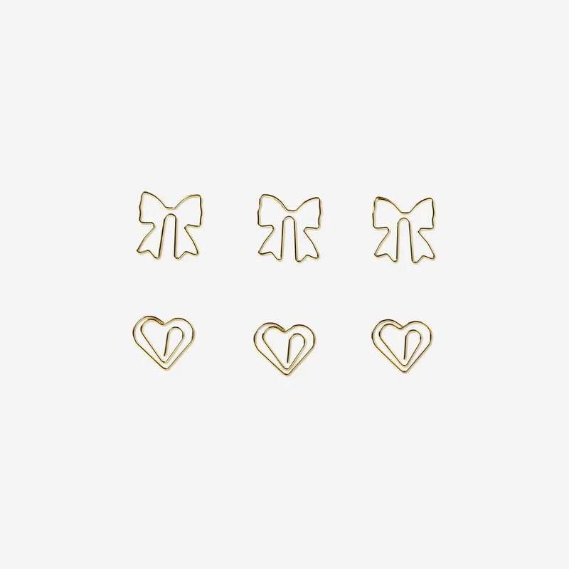 Hearts and bows paper clips - 6 pcs