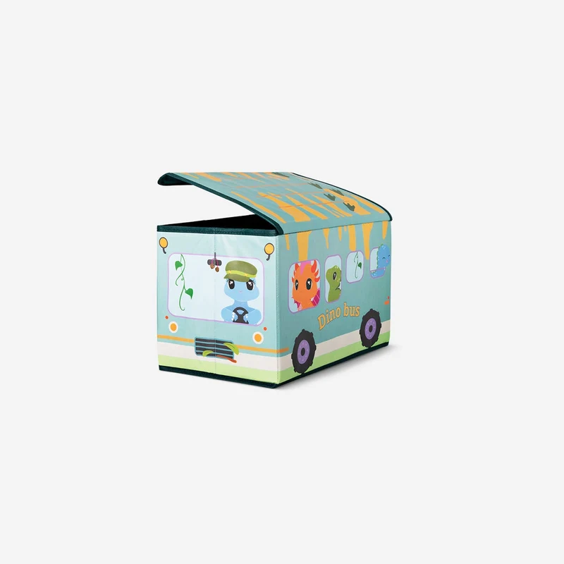 Green collapsible storage box as school bus - 38 x 25 cm