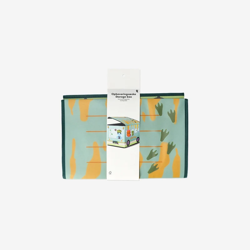 Green collapsible storage box as school bus - 38 x 25 cm