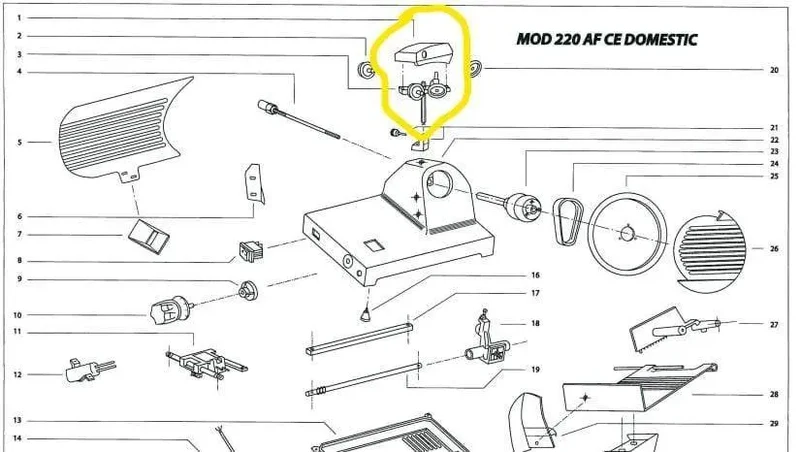 Affilatoio completo per affettatrice Essedue 220af