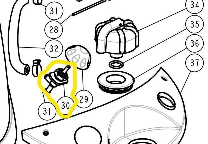 Rubinetto di regolazione in plastica per genaratore di vapore 909 plus Unitekno