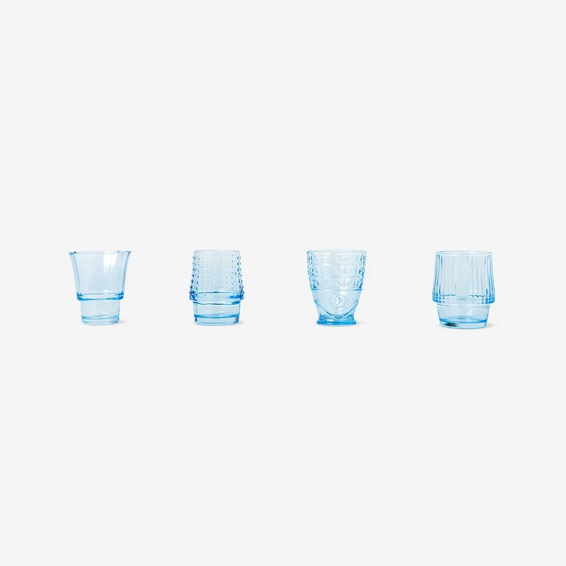 Blue fish drinking glasses - 4 pcs