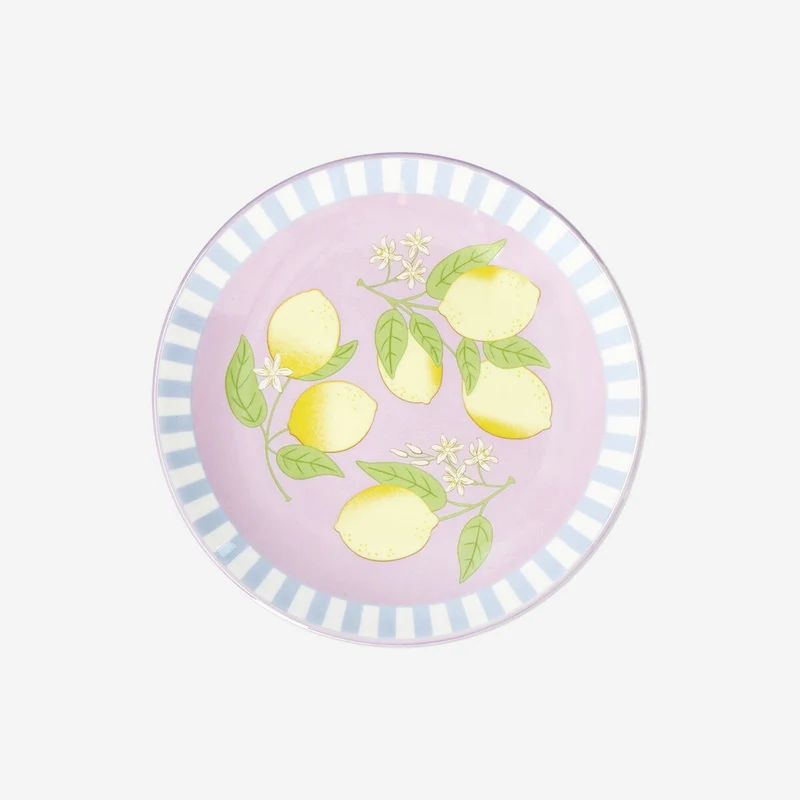 Plate with lemons and stripes - 16 cm