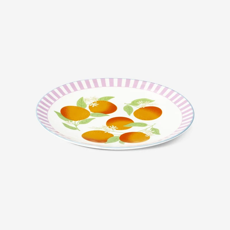 Plate with oranges and stripes - 20 cm