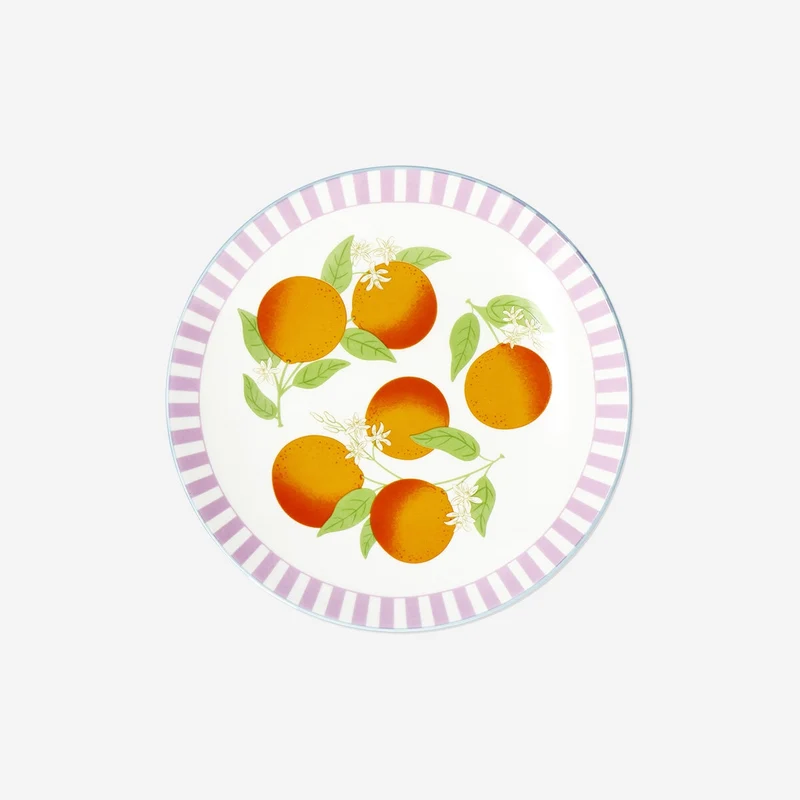 Plate with oranges and stripes - 20 cm