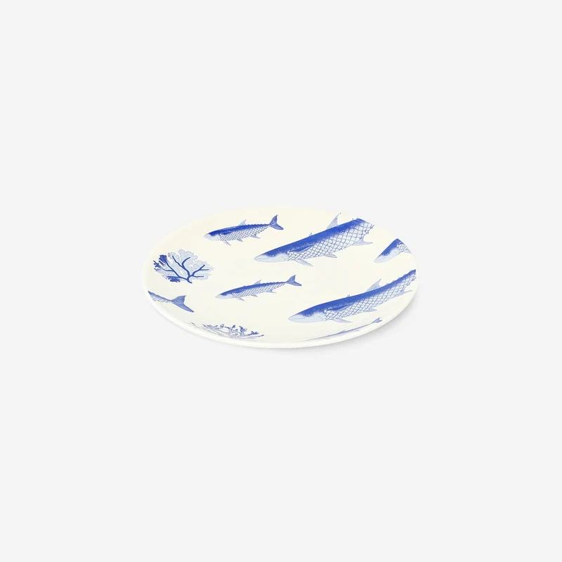 Plate with blue fish print - 15.5 cm