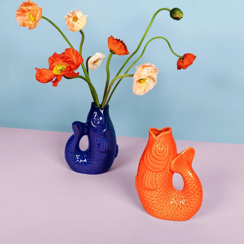Blue fish vase
