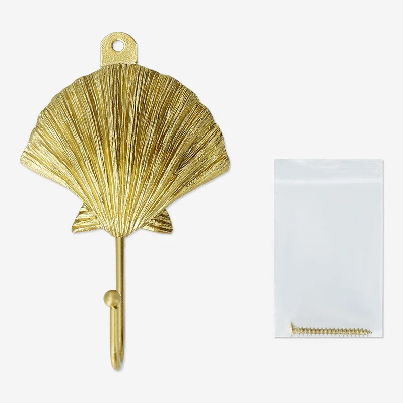 Brass seashell hook for wall