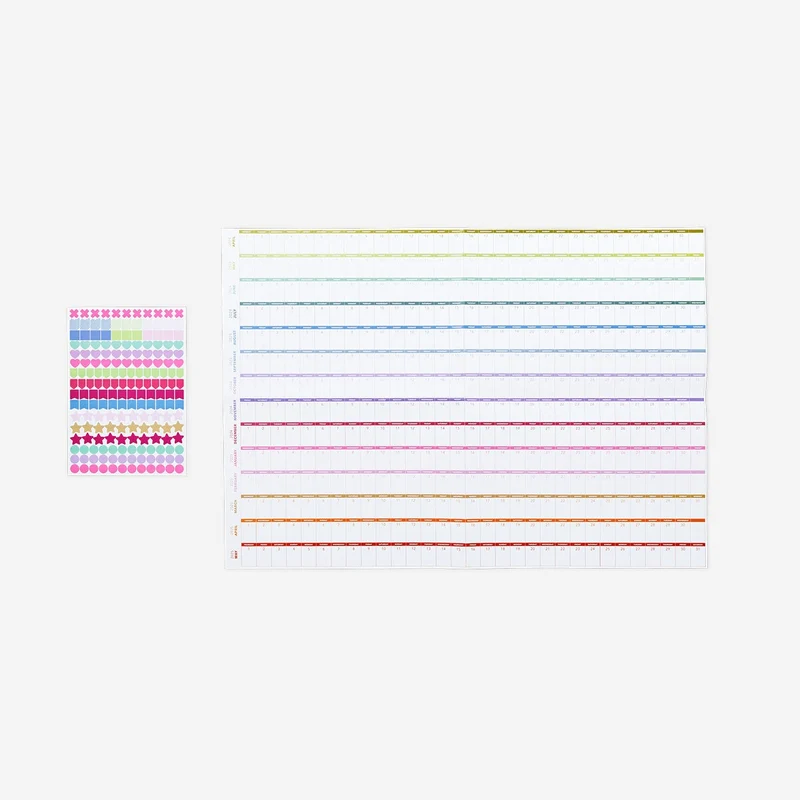 Yearly planner with stickers for hanging