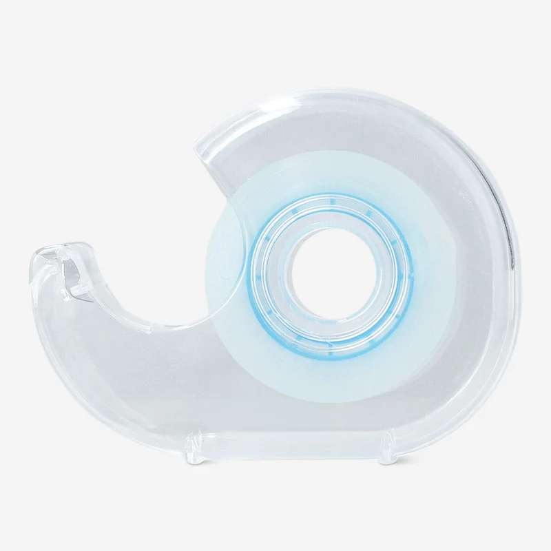 Clear tape dispenser with tape roll