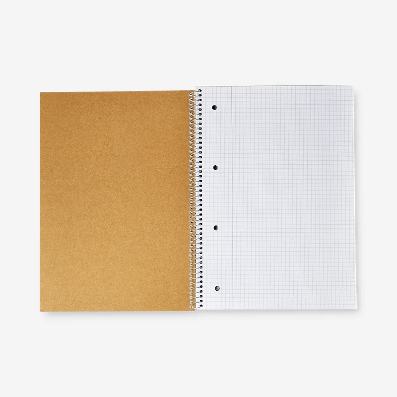 A4 spiral-bound grid notebook with craft paper cover