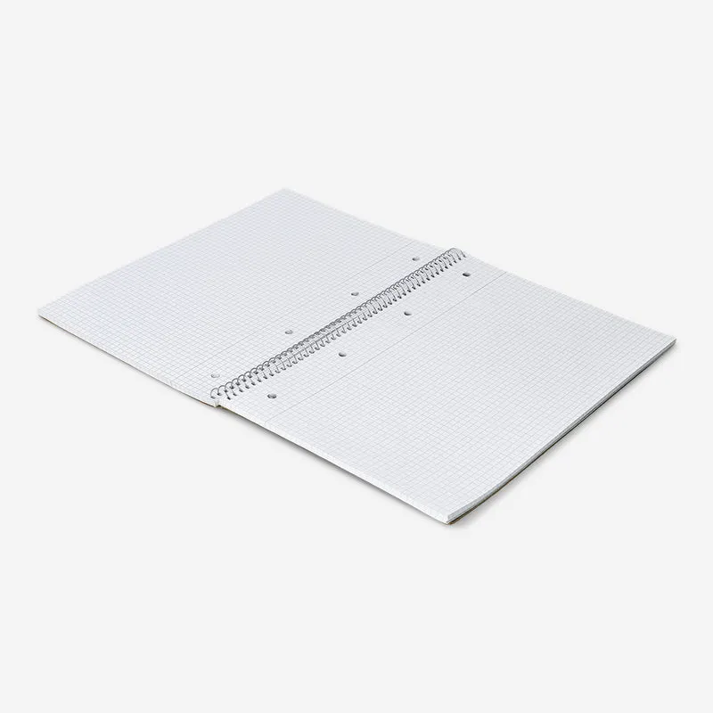 A4 spiral-bound grid notebook with craft paper cover