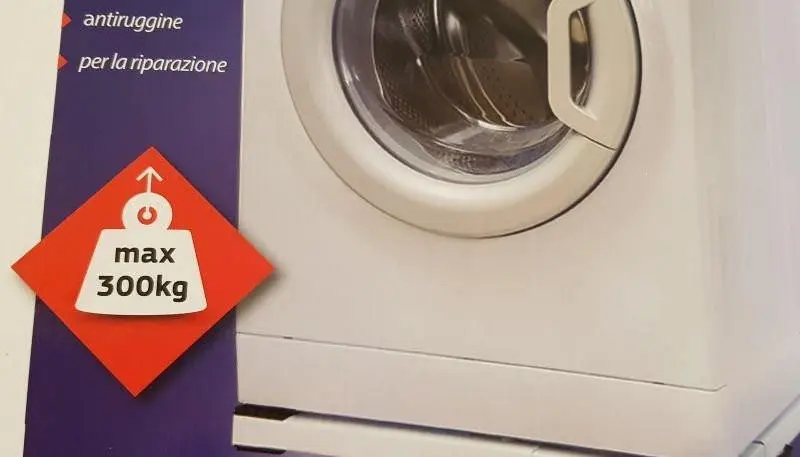 Base supporto antivibrazione e antirumore con ruote per lavatrice e asciugatrice Skl