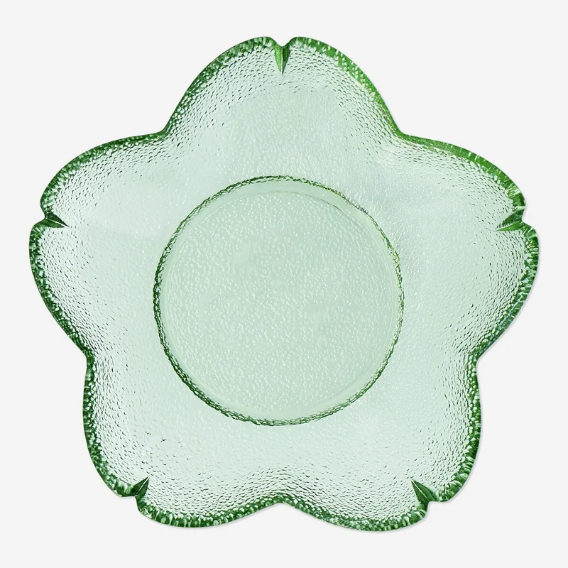 Green flower plate - 17 cm
