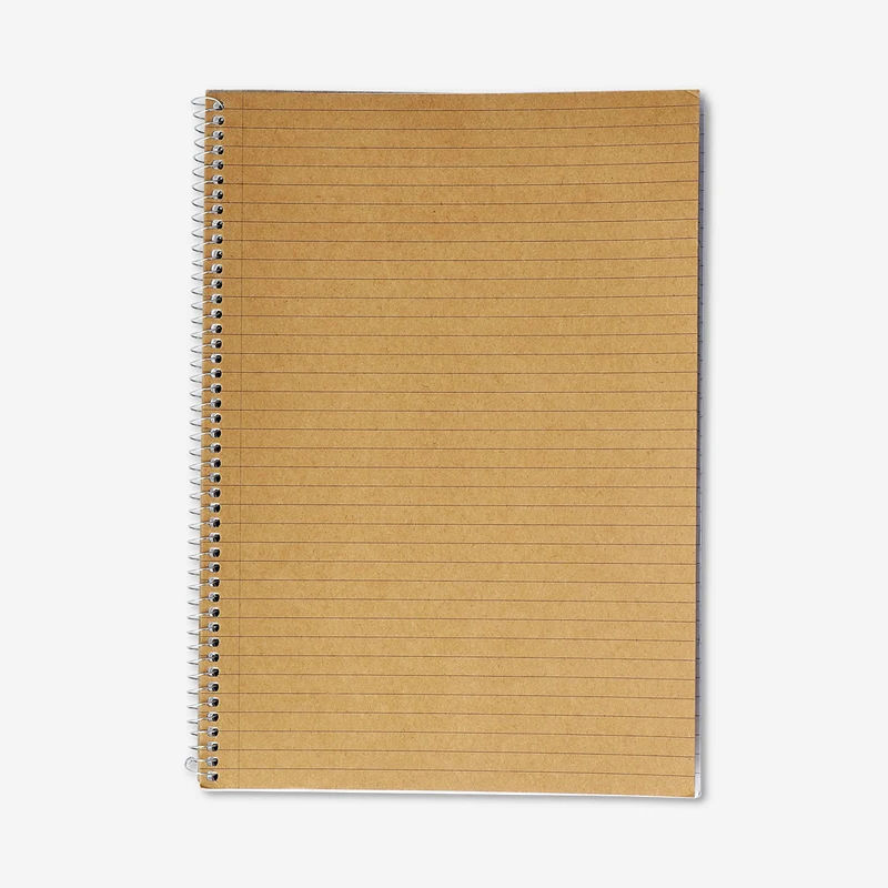 A4 spiral-bound lined notebook with craft paper cover