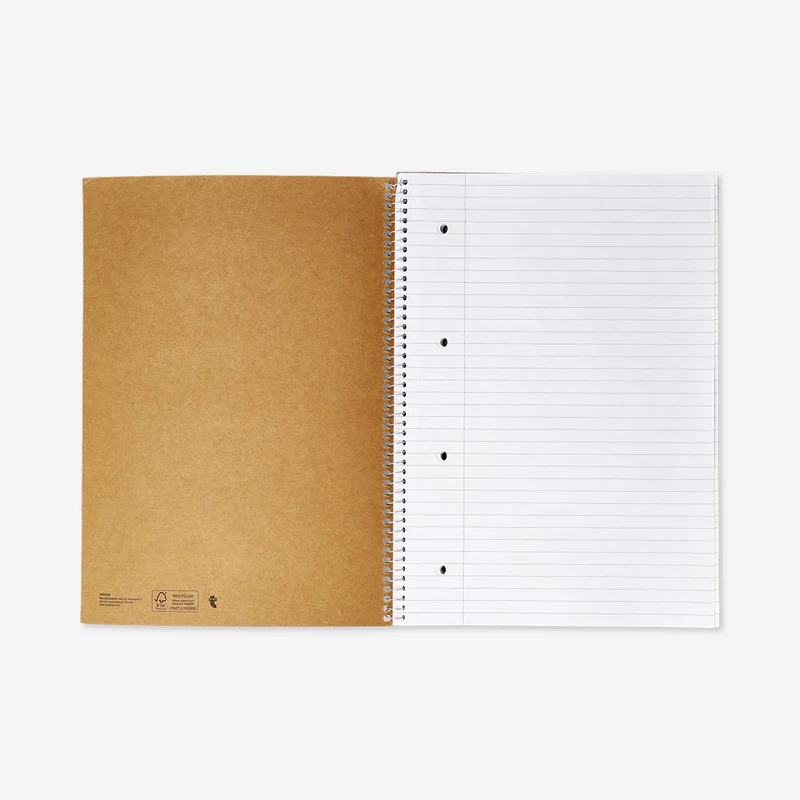 A4 spiral-bound lined notebook with craft paper cover