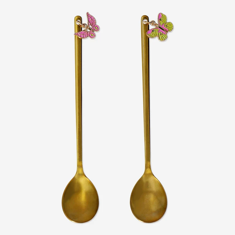 Gold dessert spoons with butterflies - 2 pcs