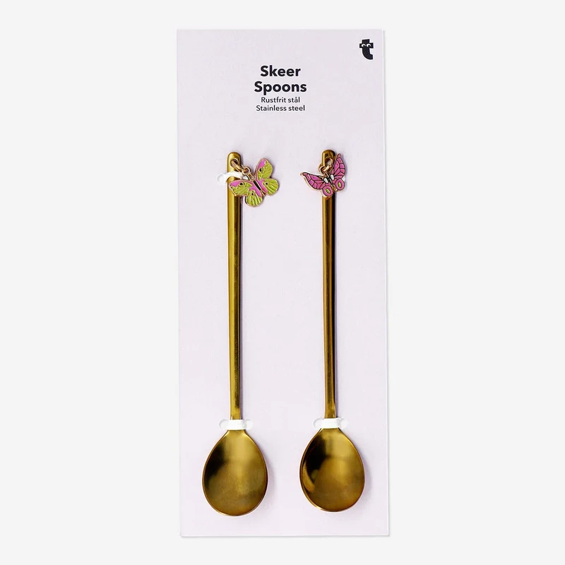 Gold dessert spoons with butterflies - 2 pcs
