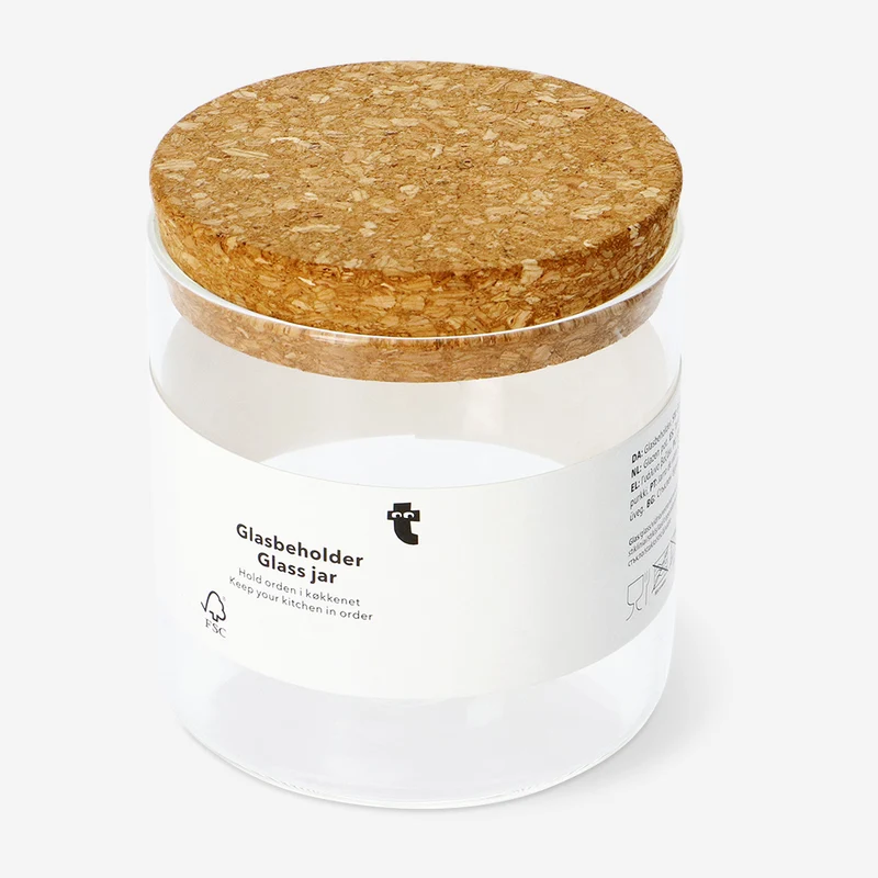 Glass jar with cork lid - 10 cm