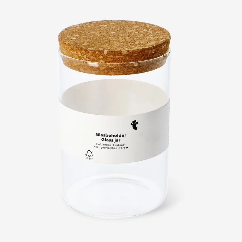 Glass jar with cork lid - 14 cm