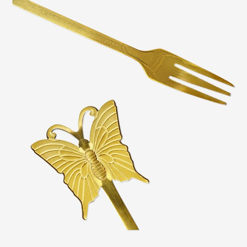 Gold snack forks with butterflies - 2 pcs