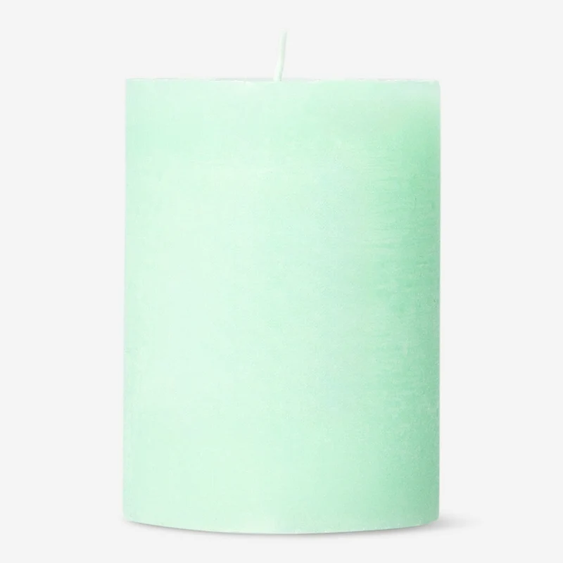 Rustic green pillar candle - 8 cm