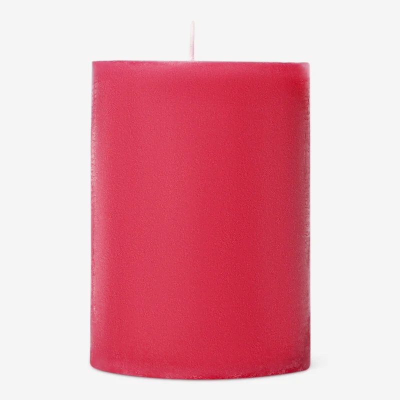 Rustic red pillar candle - 8 cm