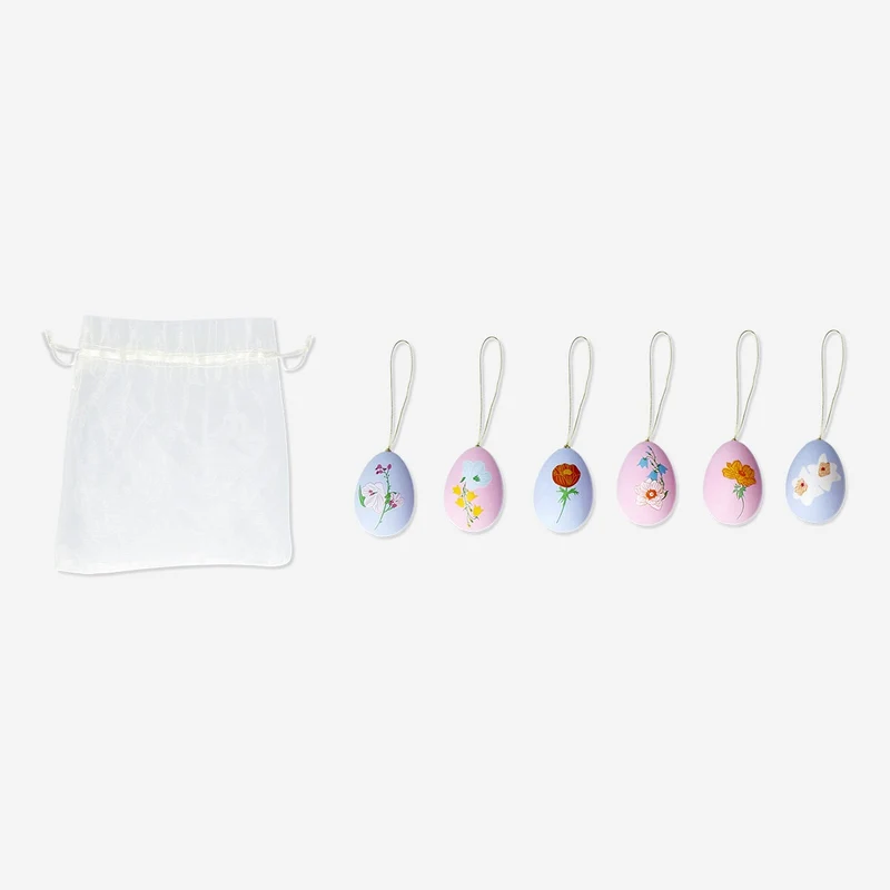 Floral Easter egg ornaments - 6 pcs