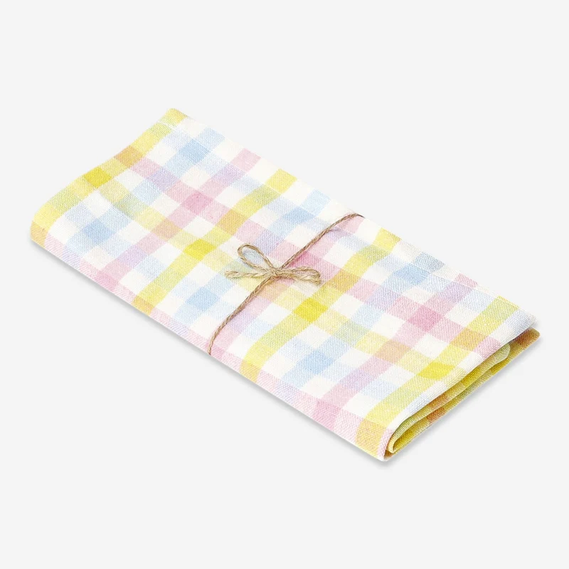 Fabric napkins with multi coloured checks - 2 pcs