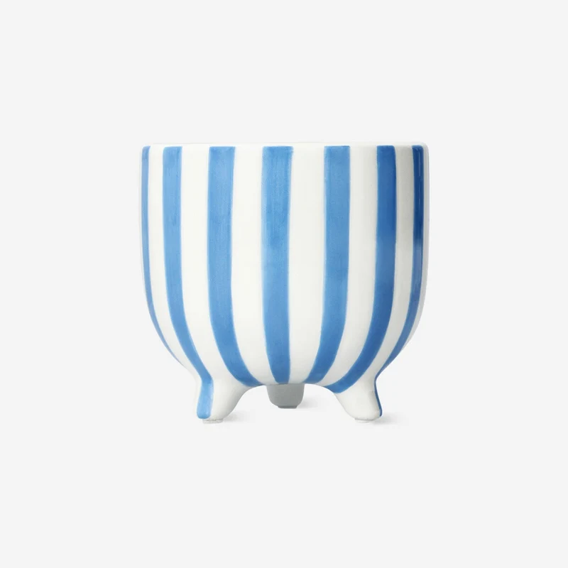Blue striped flowerpot